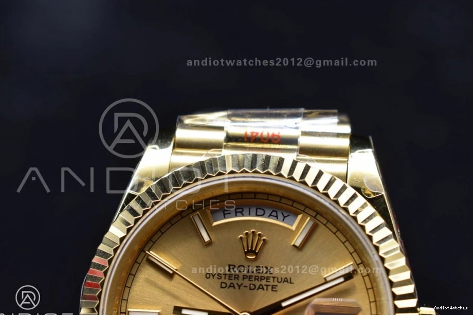 President 40 Affordable JDF Weight Gain Markers Bracelet Stick DayDate Steel YG A2836 904L V on YG Dial 731 0829